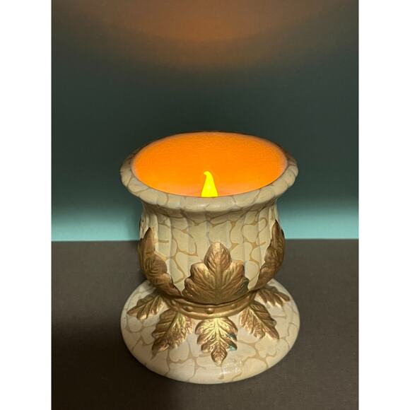 Partylite Gold Leaf Cermaic Candle Holder - P7148 - Retired -Candle not Included - Picture 3 of 7